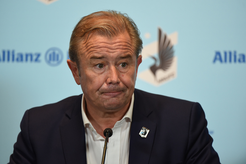 MNUFC manager Adrian Heath at a press conference