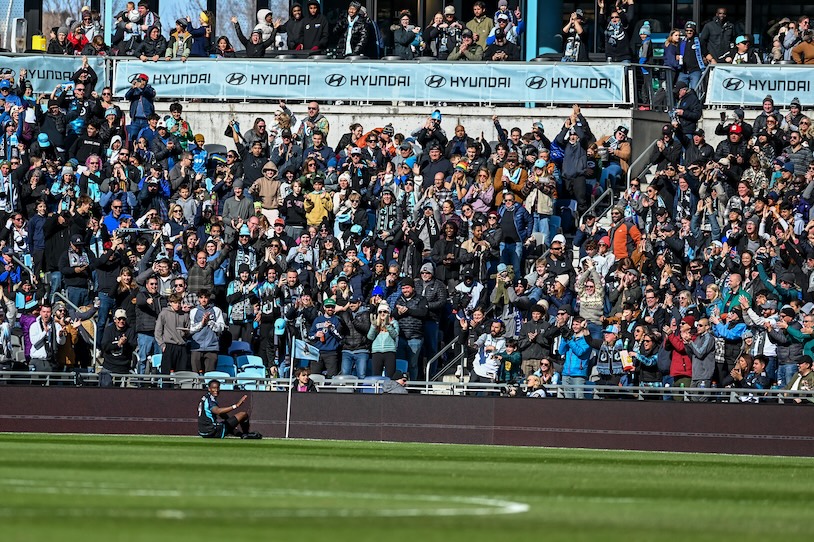Kelvin Yeboah celebrates after scoring a goal